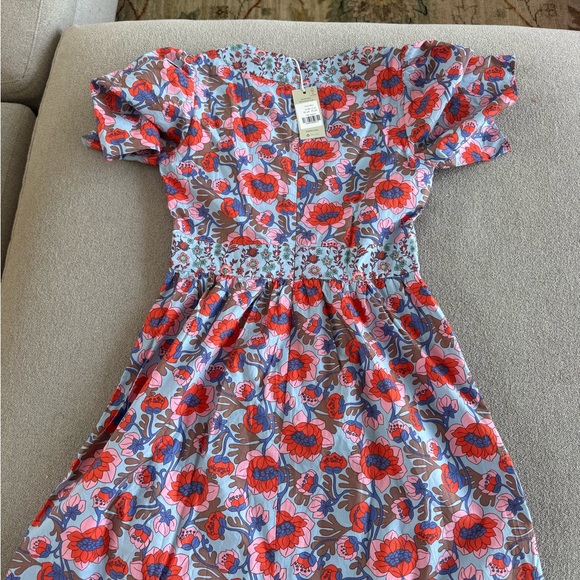 NWT BODEN V-Neck Contrast Detail Dress Blue w red Floral size 4 - Picture 3 of 3